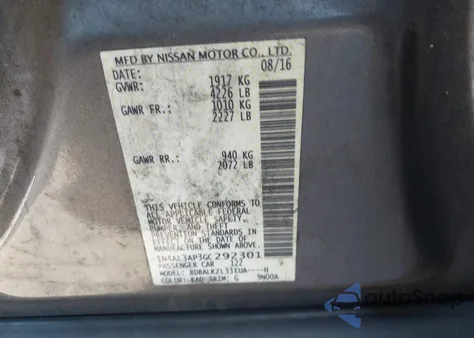 2016 Nissan Altima 2.5 Sv from USA, damaged, VIN 1N4AL3AP3GC292301